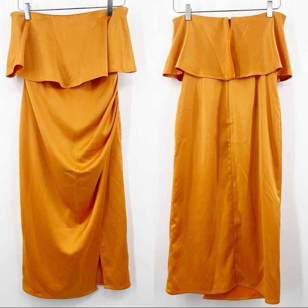 Lovers & Friends Dress Medium Violet Strapless Midi Wrap Marigold Medium - Picture 5 of 8